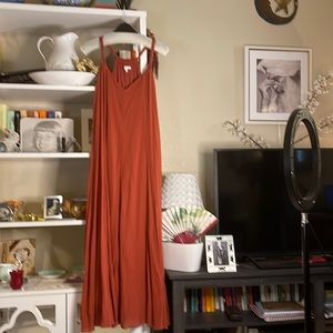 Red Rust, gauze maxi dress, with soft cotton fabric lining.